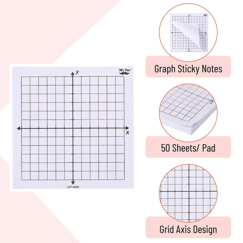 Mr. Pen- Graph Paper Sticky Notes, 6 Pads, 3x3 Inch, Graph Sticky Notes, Math Graph Paper, Graphing Sticky Notes, Grid Sticky Notes, Grid Notepad, Mini Graph Paper - Image 3